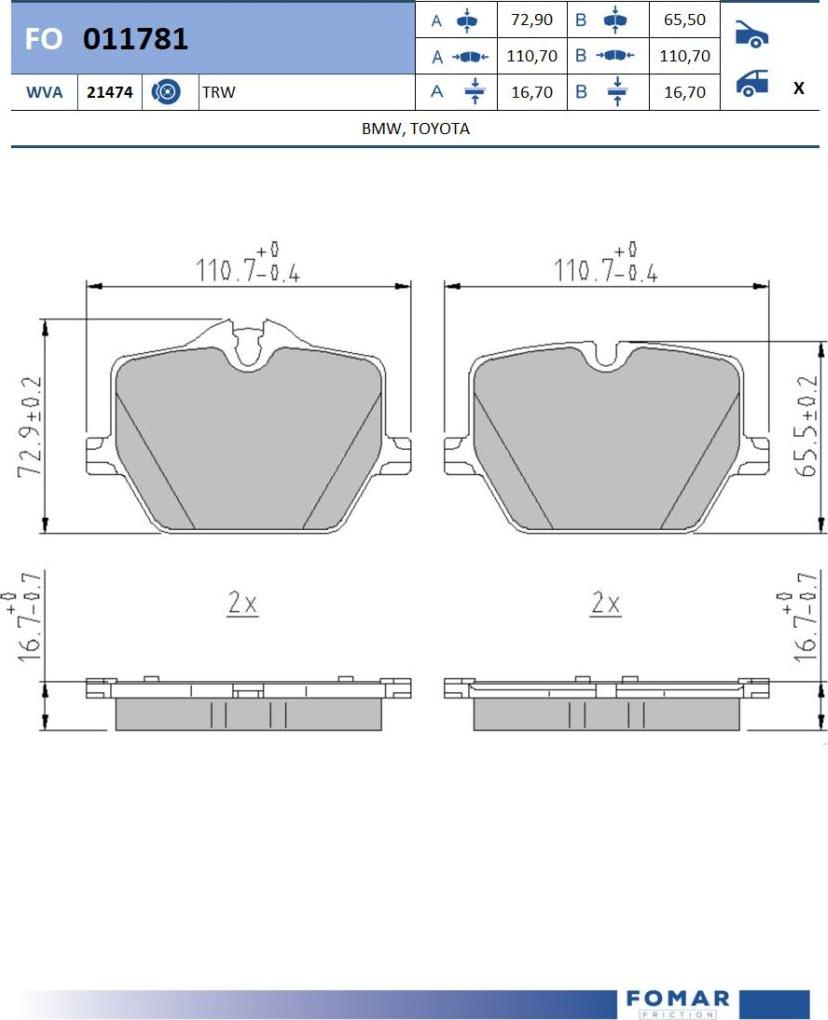 FOMAR Friction FO 011781 - Kit pastiglie freno, Freno a disco autozon.pro