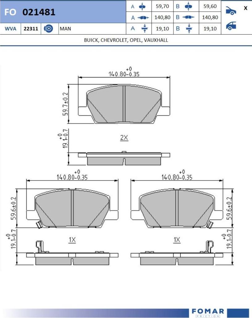 FOMAR Friction FO 021481 - Kit pastiglie freno, Freno a disco autozon.pro