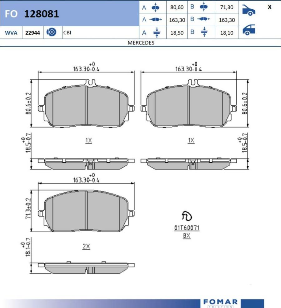 FOMAR Friction FO 128081 - Kit pastiglie freno, Freno a disco autozon.pro