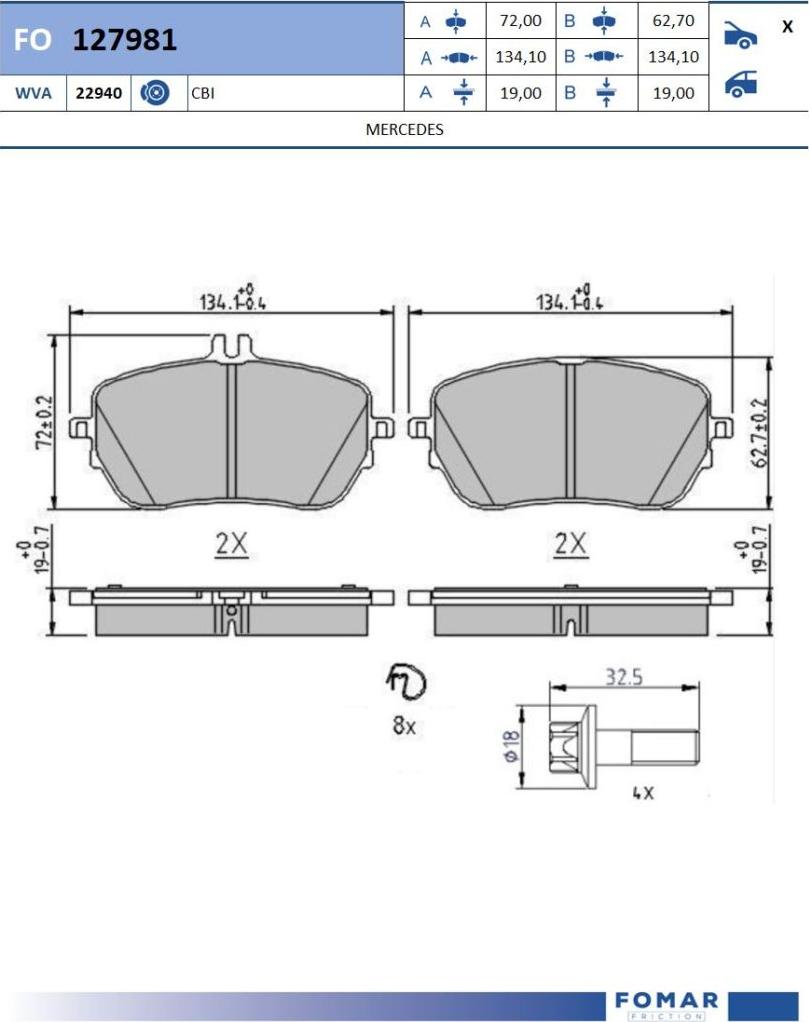 FOMAR Friction FO 127981 - Kit pastiglie freno, Freno a disco autozon.pro