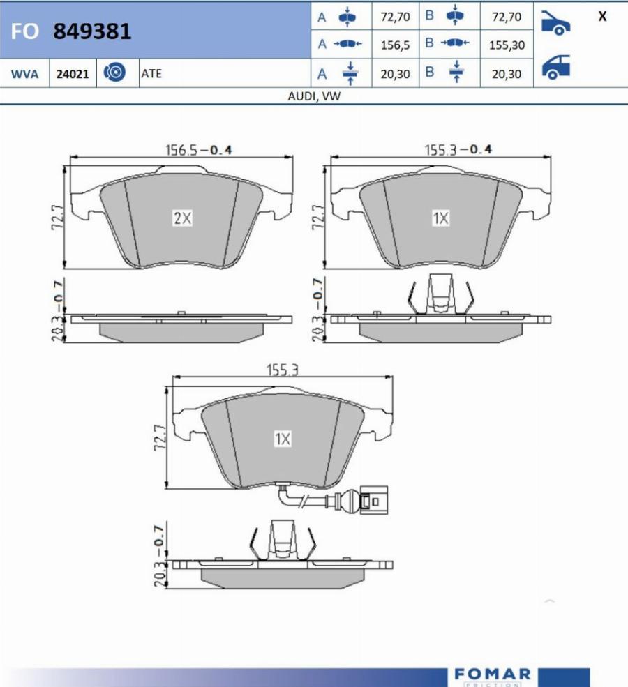 FOMAR Friction FO 849381 - Kit pastiglie freno, Freno a disco autozon.pro