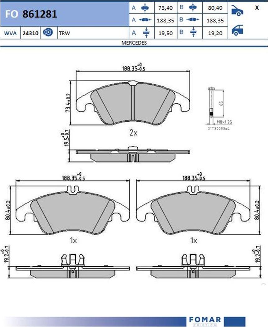 FOMAR Friction FO 861281 - Kit pastiglie freno, Freno a disco autozon.pro