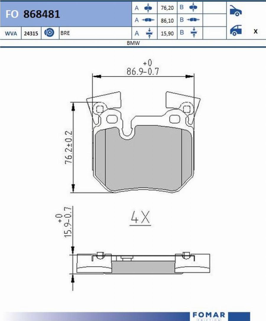 FOMAR Friction FO 868481 - Kit pastiglie freno, Freno a disco autozon.pro