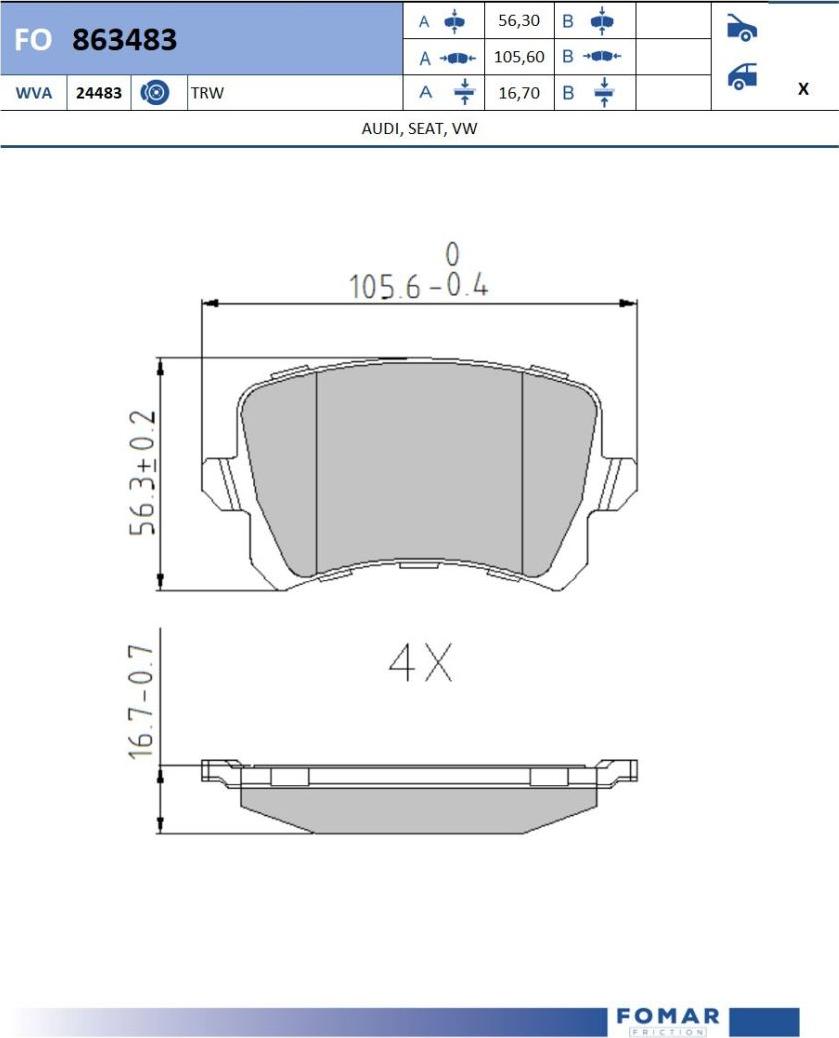 FOMAR Friction FO 863483 - Kit pastiglie freno, Freno a disco autozon.pro