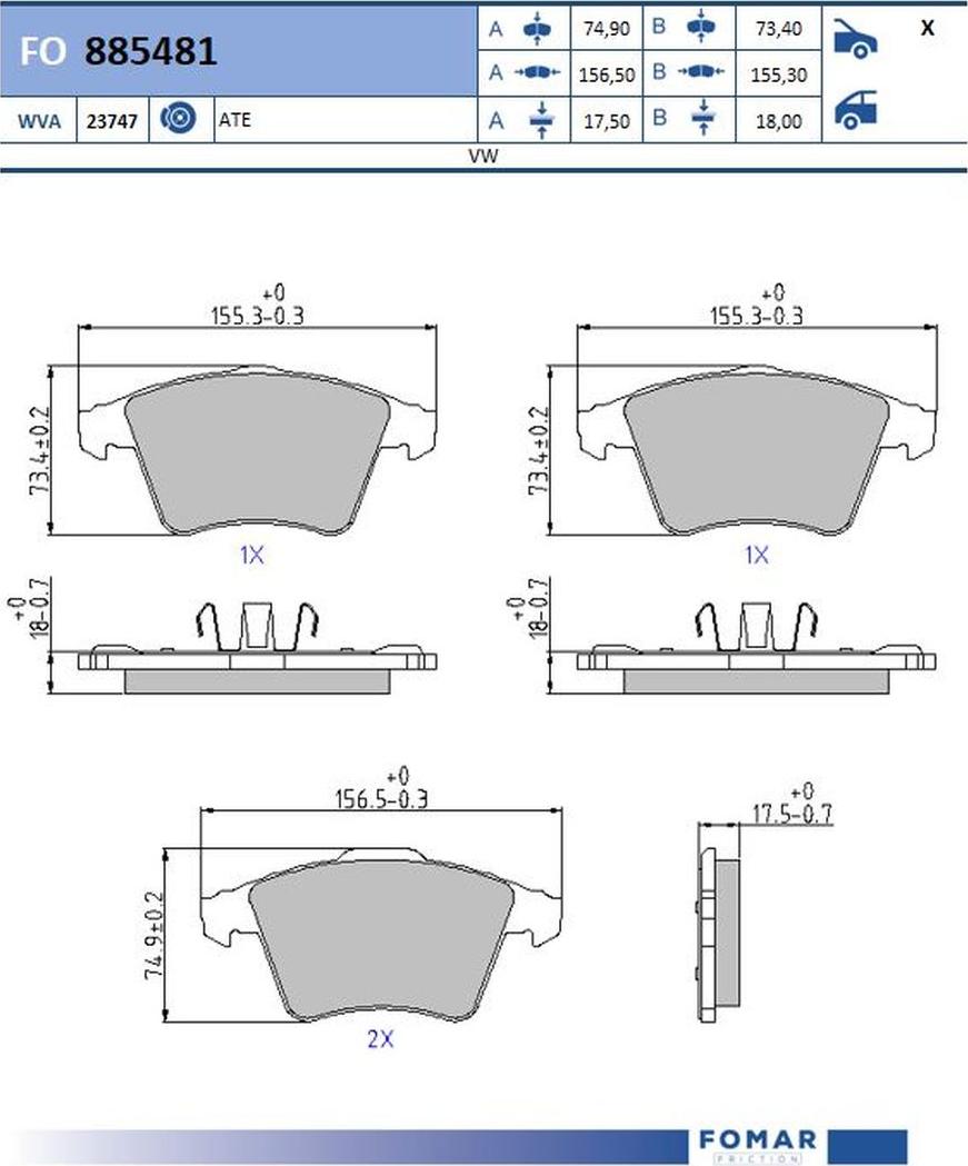 FOMAR Friction FO885481 - Kit pastiglie freno, Freno a disco autozon.pro