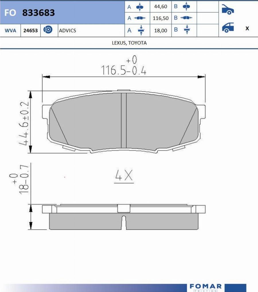 FOMAR Friction FO 833683 - Kit pastiglie freno, Freno a disco autozon.pro