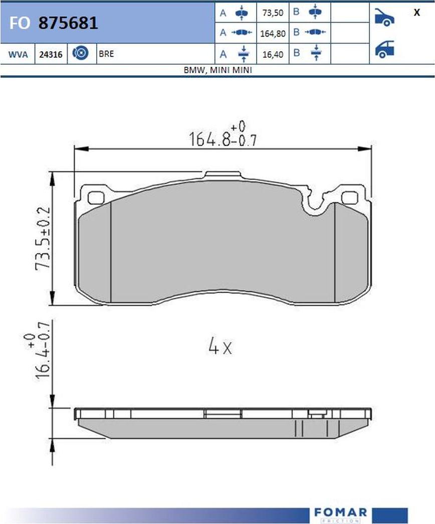 FOMAR Friction FO 875681 - Kit pastiglie freno, Freno a disco autozon.pro