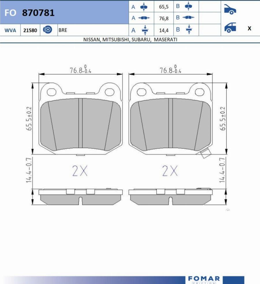 FOMAR Friction FO 870781 - Kit pastiglie freno, Freno a disco autozon.pro