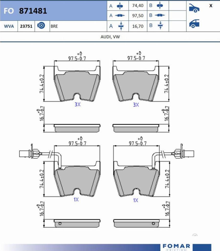 FOMAR Friction FO 871481 - Kit pastiglie freno, Freno a disco autozon.pro