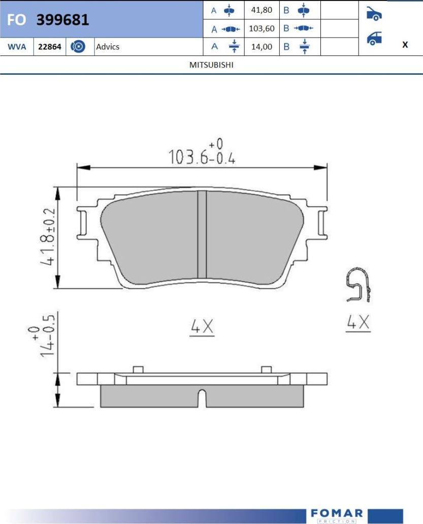 FOMAR Friction FO 399681 - Kit pastiglie freno, Freno a disco autozon.pro