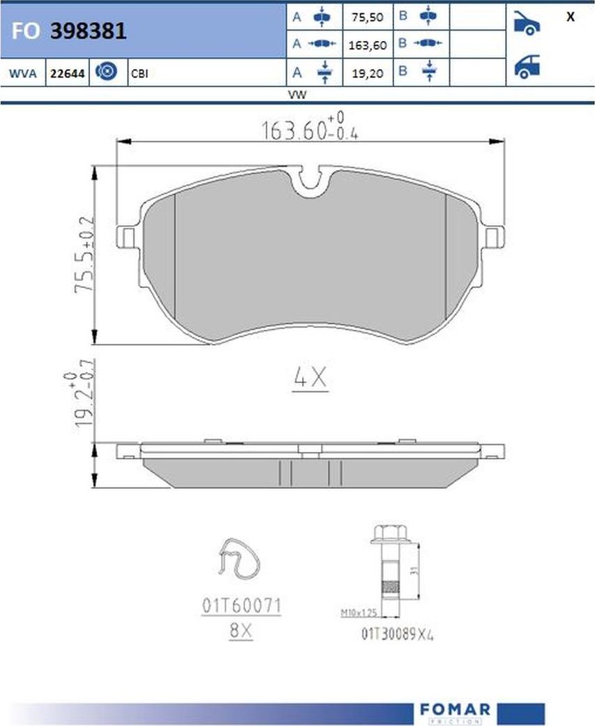 FOMAR Friction FO 398381 - Kit pastiglie freno, Freno a disco autozon.pro