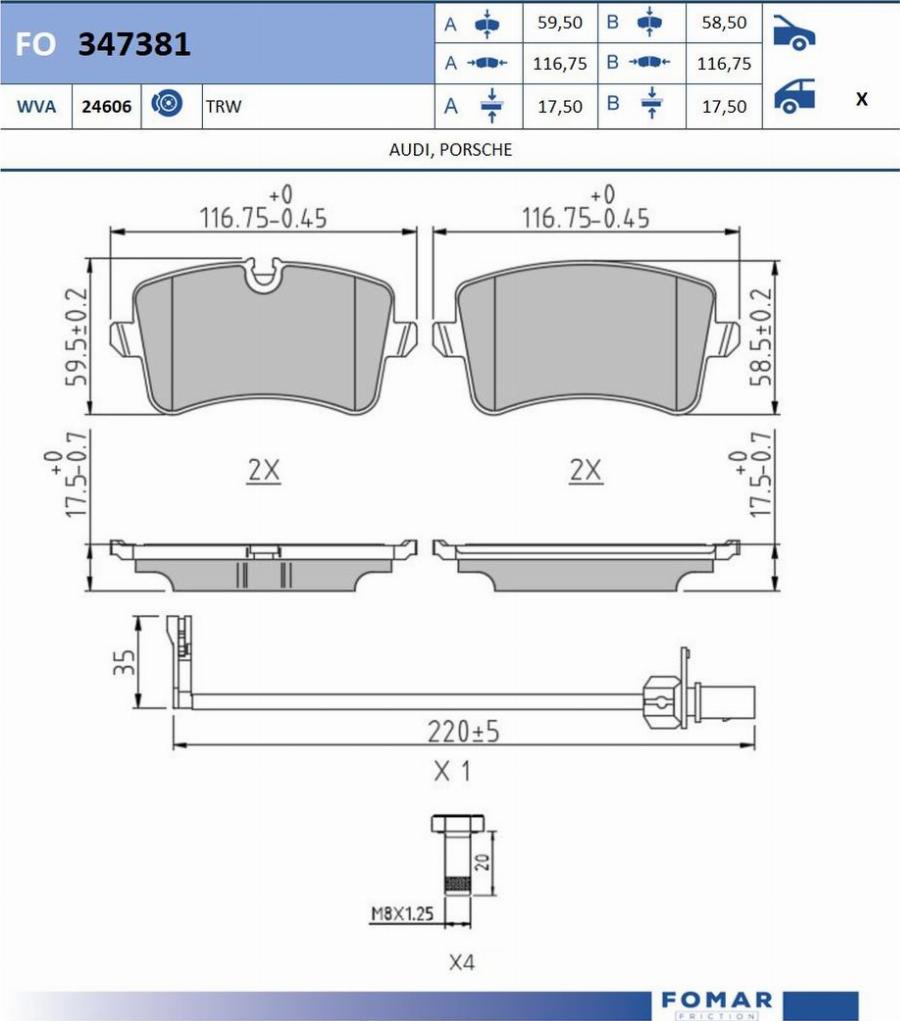 FOMAR Friction FO 347381 - Kit pastiglie freno, Freno a disco autozon.pro