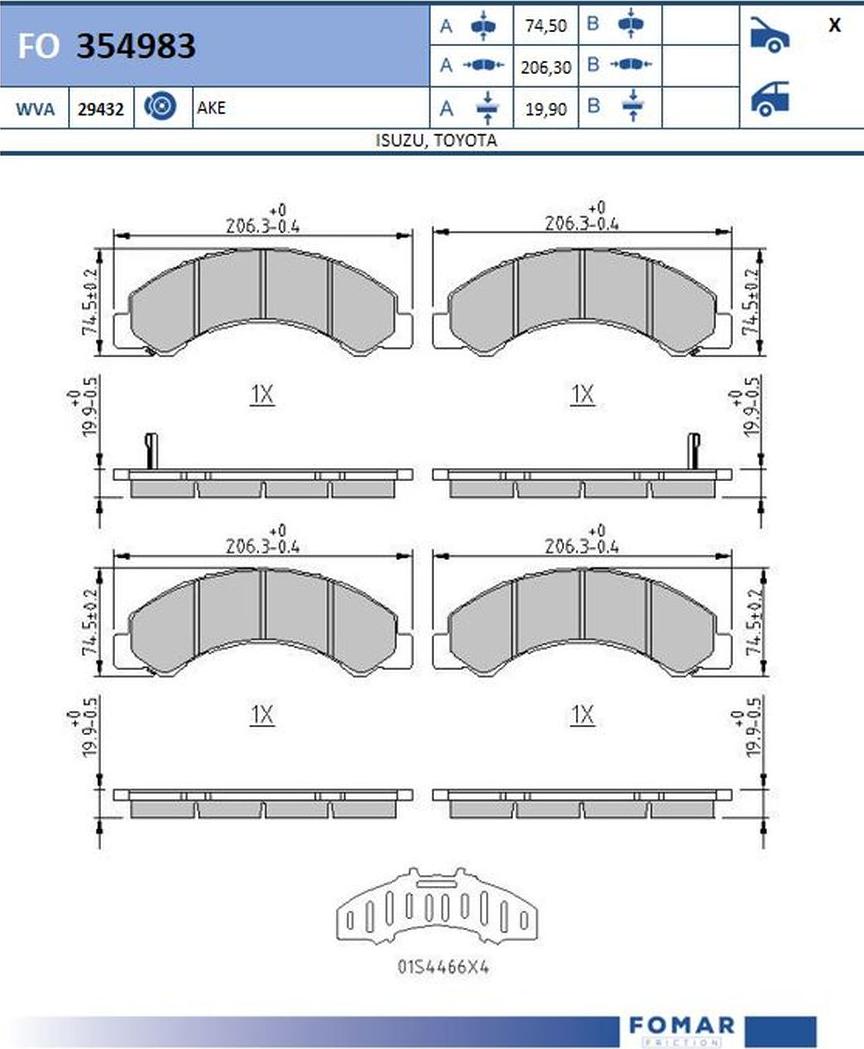 FOMAR Friction FO 354983 - Kit pastiglie freno, Freno a disco autozon.pro