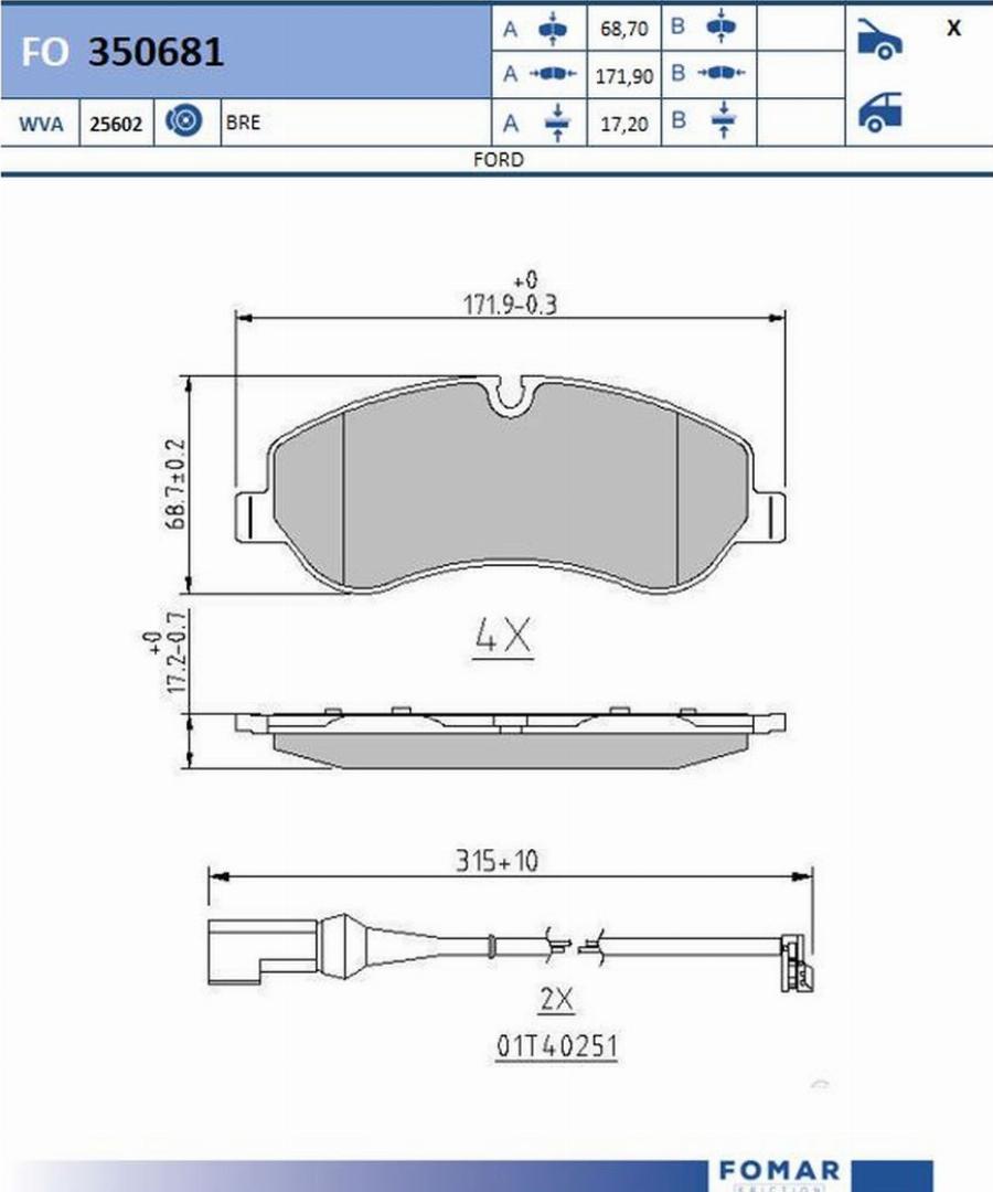 FOMAR Friction FO 350681 - Kit pastiglie freno, Freno a disco autozon.pro