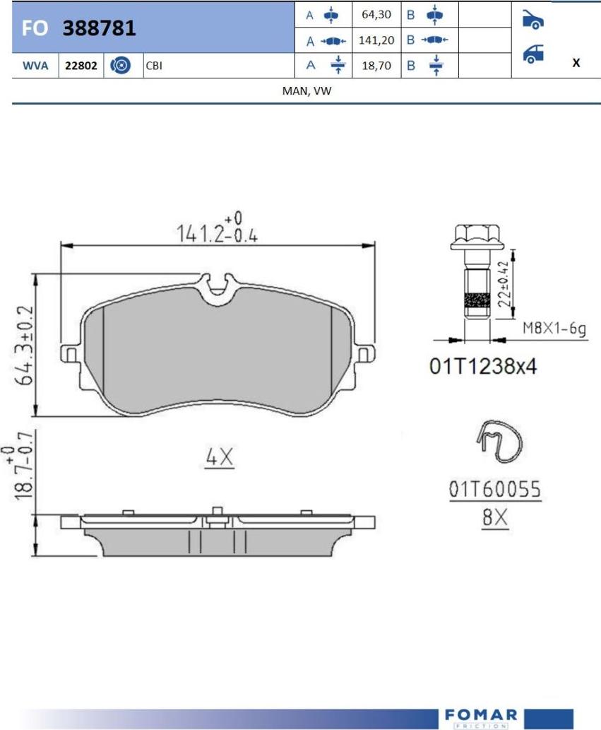 FOMAR Friction FO 388781 - Kit pastiglie freno, Freno a disco autozon.pro