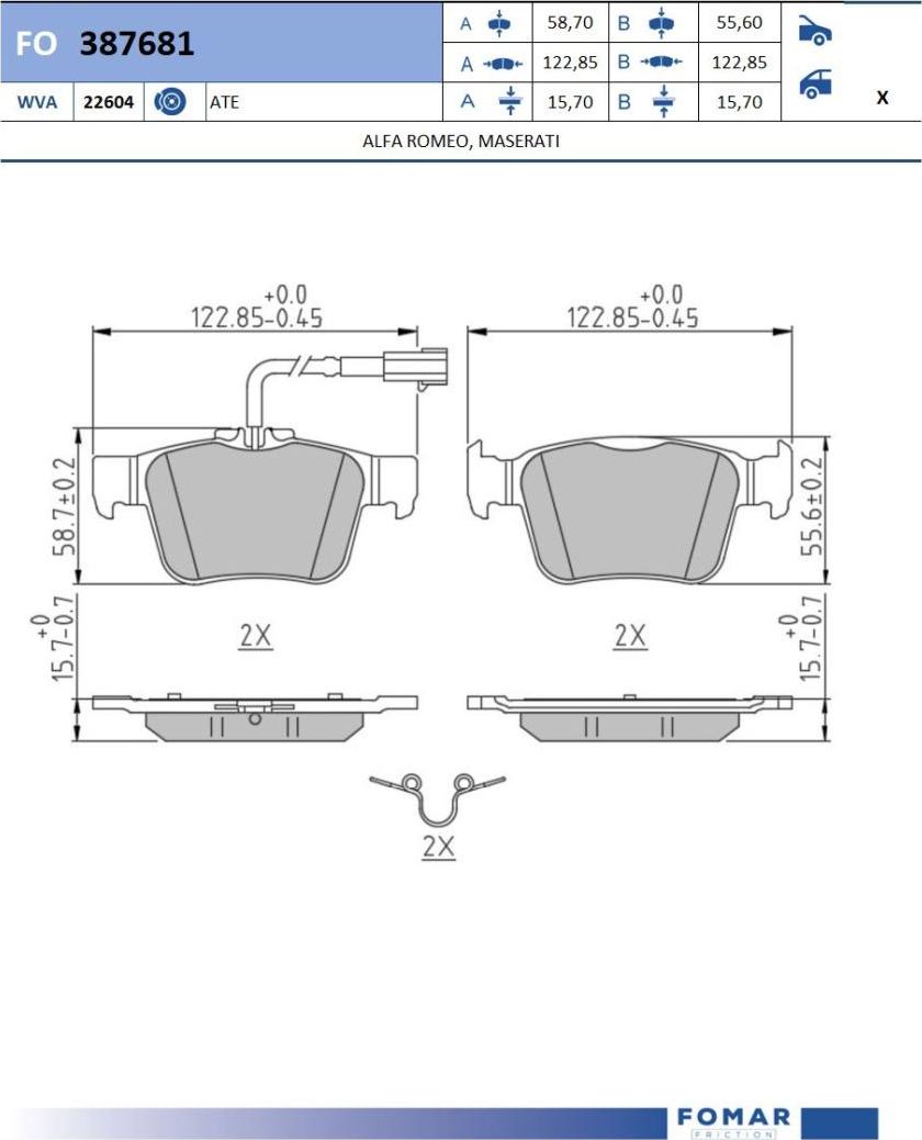 FOMAR Friction FO 387681 - Kit pastiglie freno, Freno a disco autozon.pro