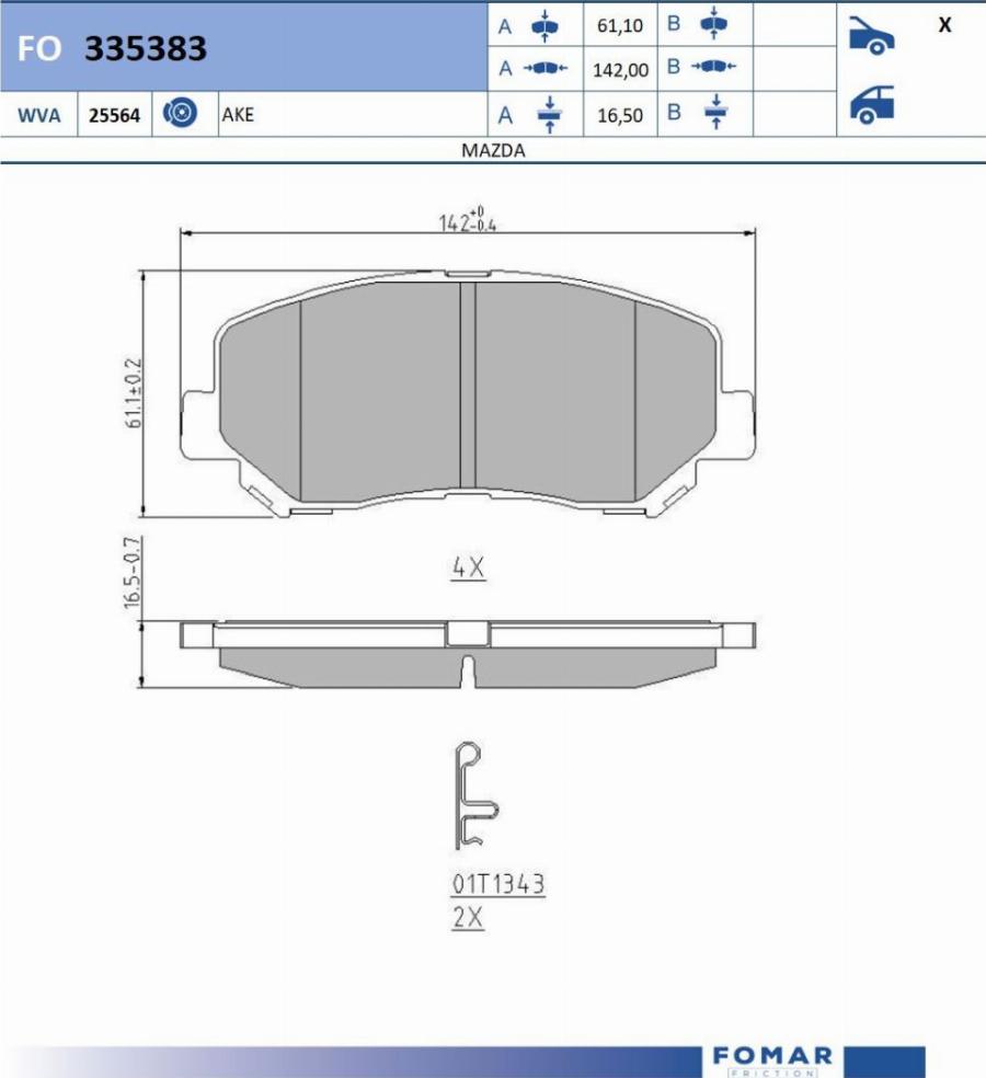 FOMAR Friction FO 335383 - Kit pastiglie freno, Freno a disco autozon.pro