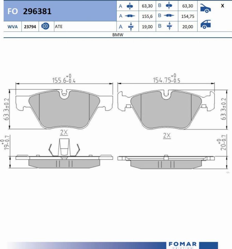 FOMAR Friction FO 296381 - Kit pastiglie freno, Freno a disco autozon.pro