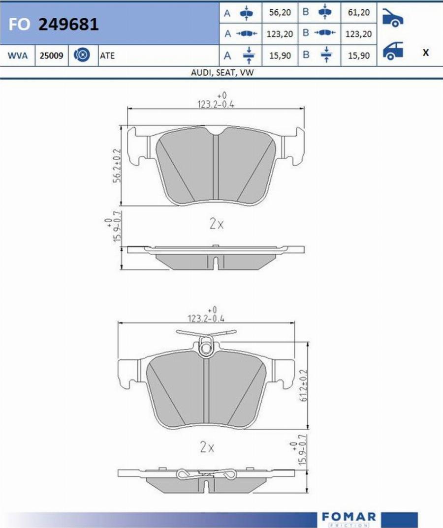 FOMAR Friction FO 249681 - Kit pastiglie freno, Freno a disco autozon.pro