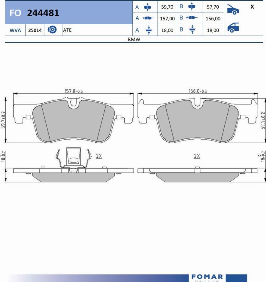 FOMAR Friction FO 244481 - Kit pastiglie freno, Freno a disco autozon.pro