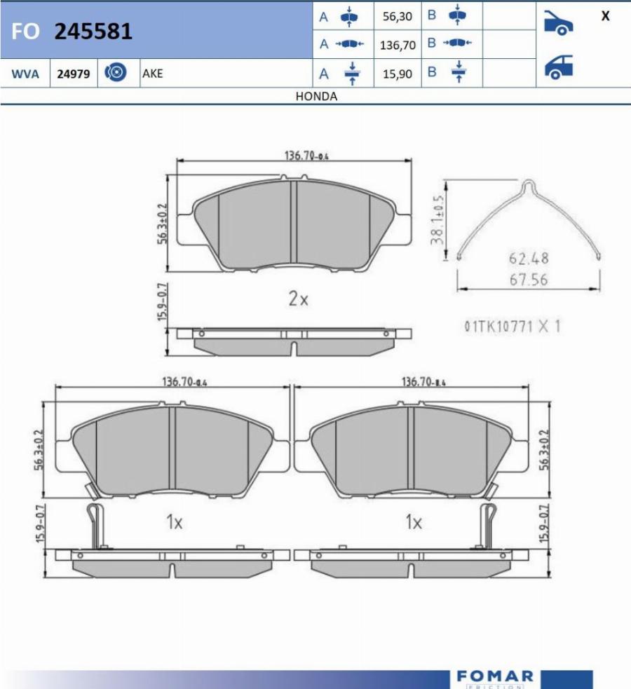 FOMAR Friction FO 245581 - Kit pastiglie freno, Freno a disco autozon.pro