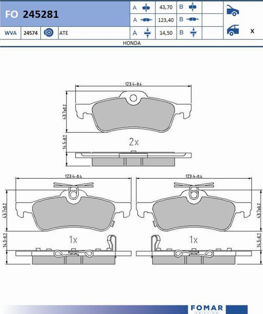 FOMAR Friction FO 245281 - Kit pastiglie freno, Freno a disco autozon.pro