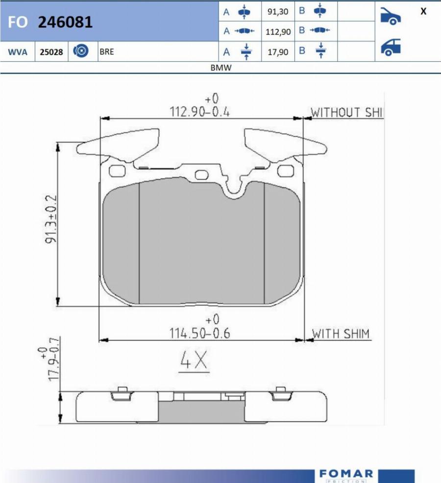 FOMAR Friction FO 246081 - Kit pastiglie freno, Freno a disco autozon.pro