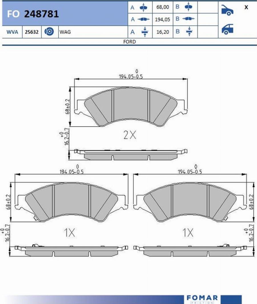 FOMAR Friction FO 248781 - Kit pastiglie freno, Freno a disco autozon.pro