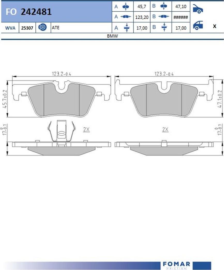 FOMAR Friction FO 242481 - Kit pastiglie freno, Freno a disco autozon.pro