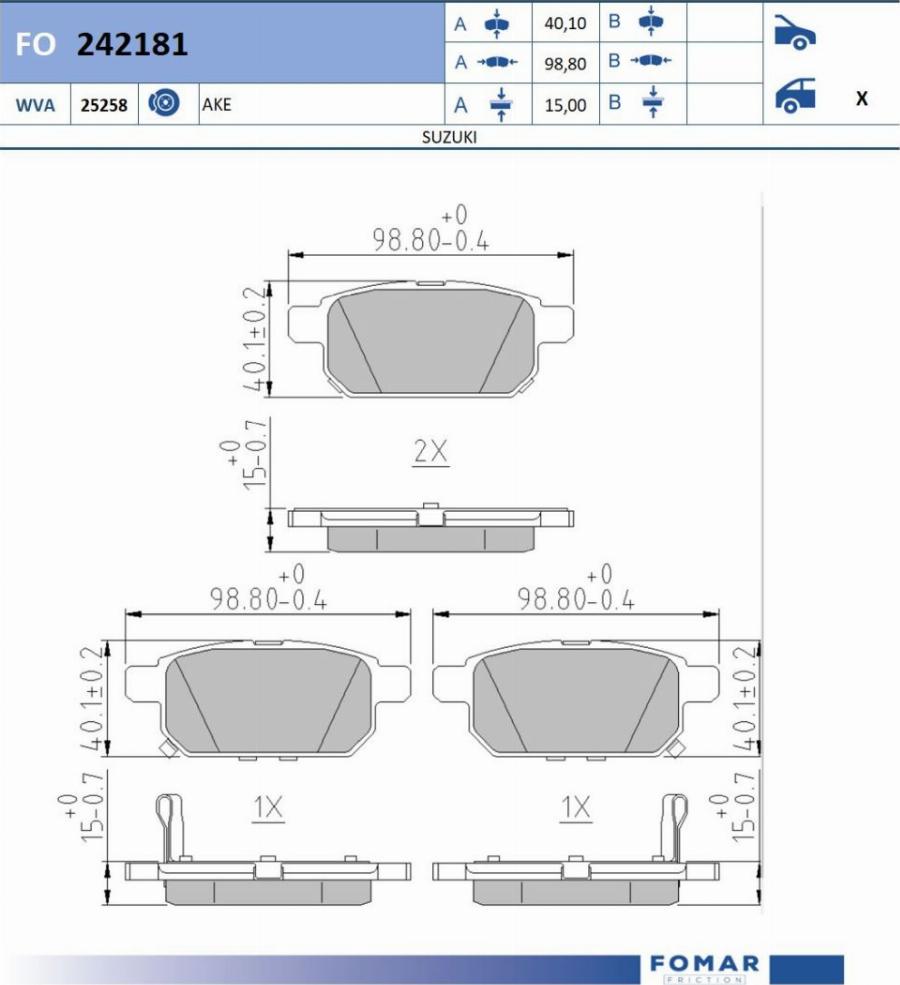 FOMAR Friction FO 242181 - Kit pastiglie freno, Freno a disco autozon.pro