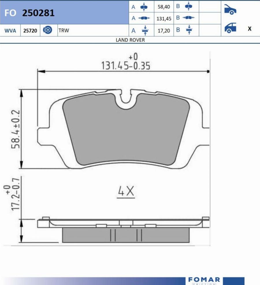 FOMAR Friction FO 250281 - Kit pastiglie freno, Freno a disco autozon.pro