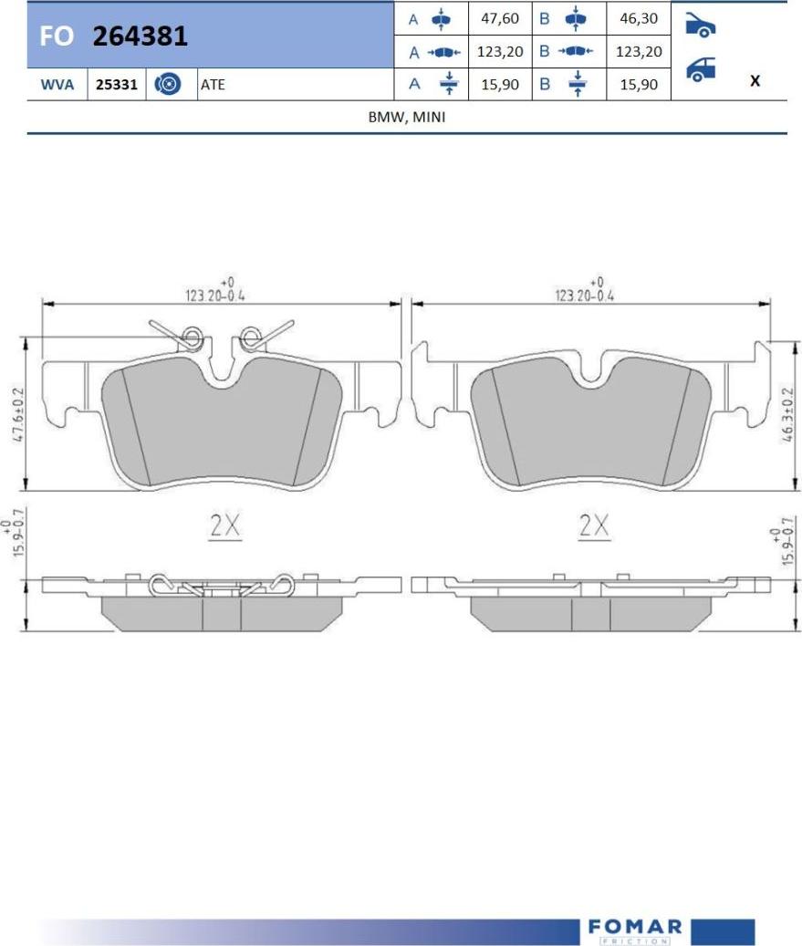 FOMAR Friction FO 264381 - Kit pastiglie freno, Freno a disco autozon.pro