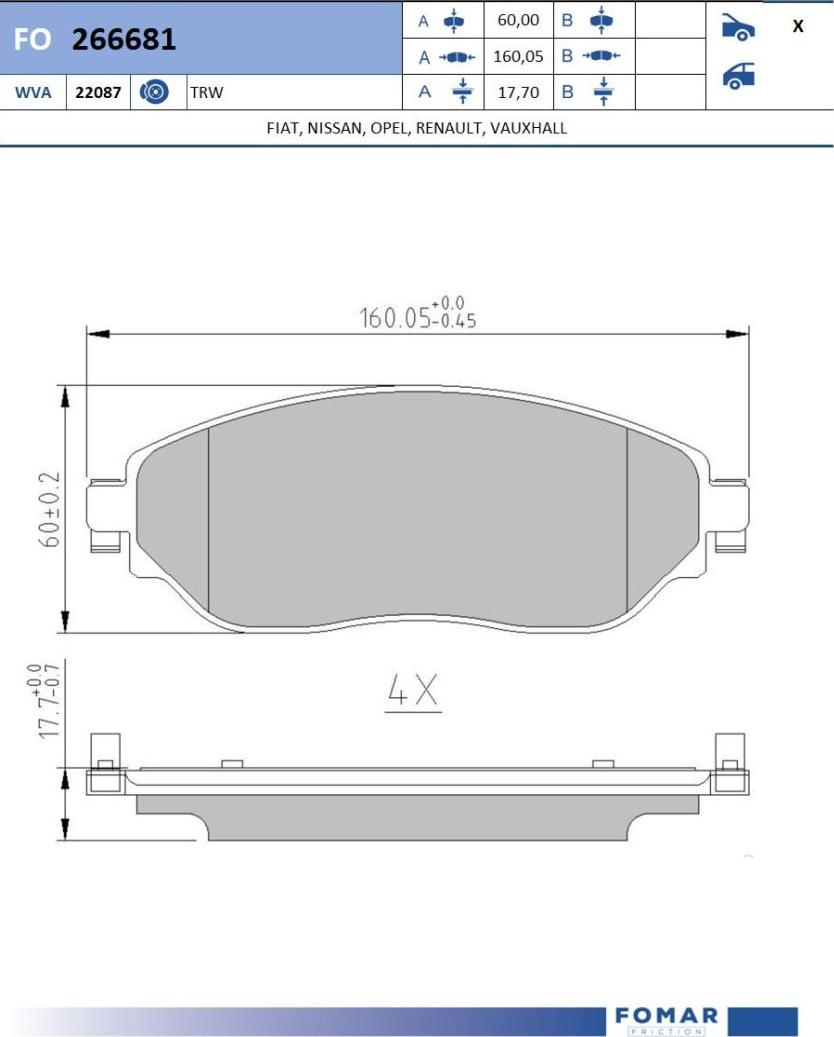 FOMAR Friction FO 266681 - Kit pastiglie freno, Freno a disco autozon.pro