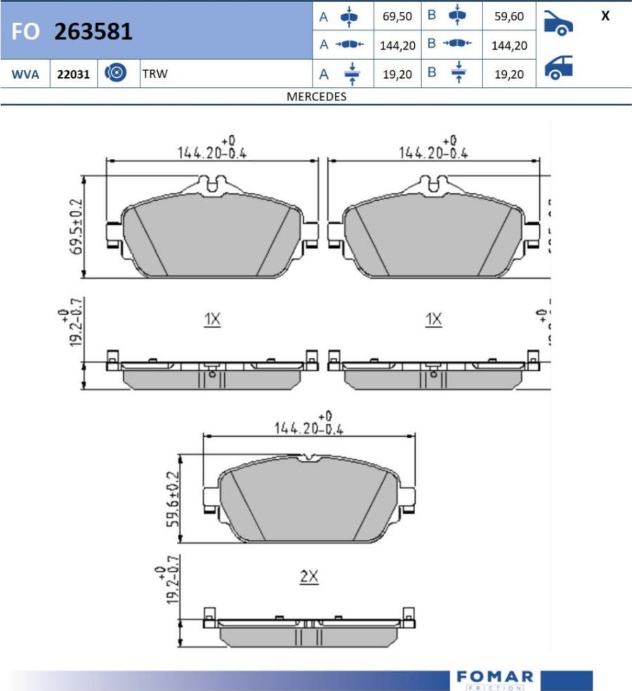 FOMAR Friction FO 263581 - Kit pastiglie freno, Freno a disco autozon.pro