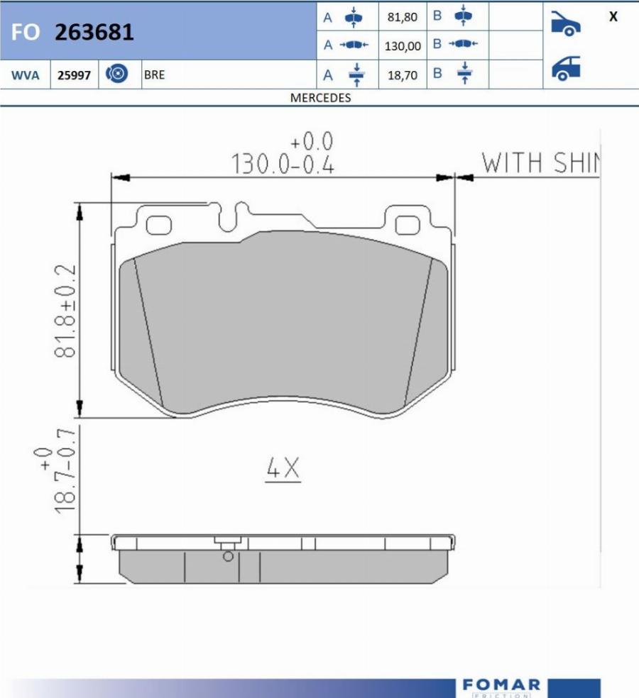 FOMAR Friction FO 263681 - Kit pastiglie freno, Freno a disco autozon.pro