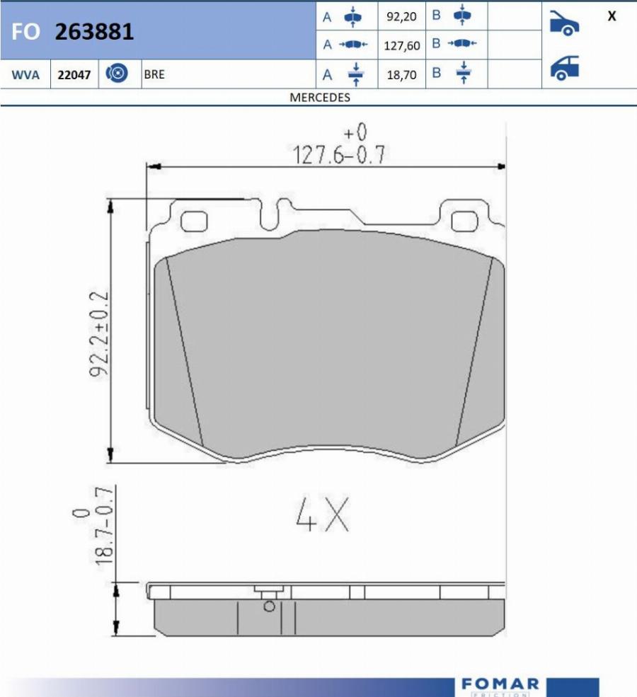 FOMAR Friction FO 263881 - Kit pastiglie freno, Freno a disco autozon.pro