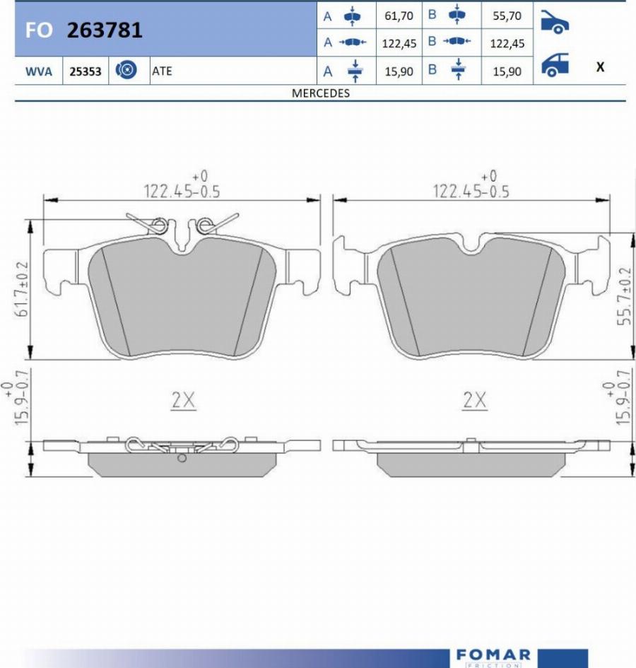 FOMAR Friction FO 263781 - Kit pastiglie freno, Freno a disco autozon.pro