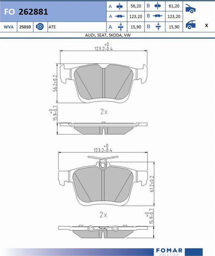 FOMAR Friction FO 262881 - Kit pastiglie freno, Freno a disco autozon.pro