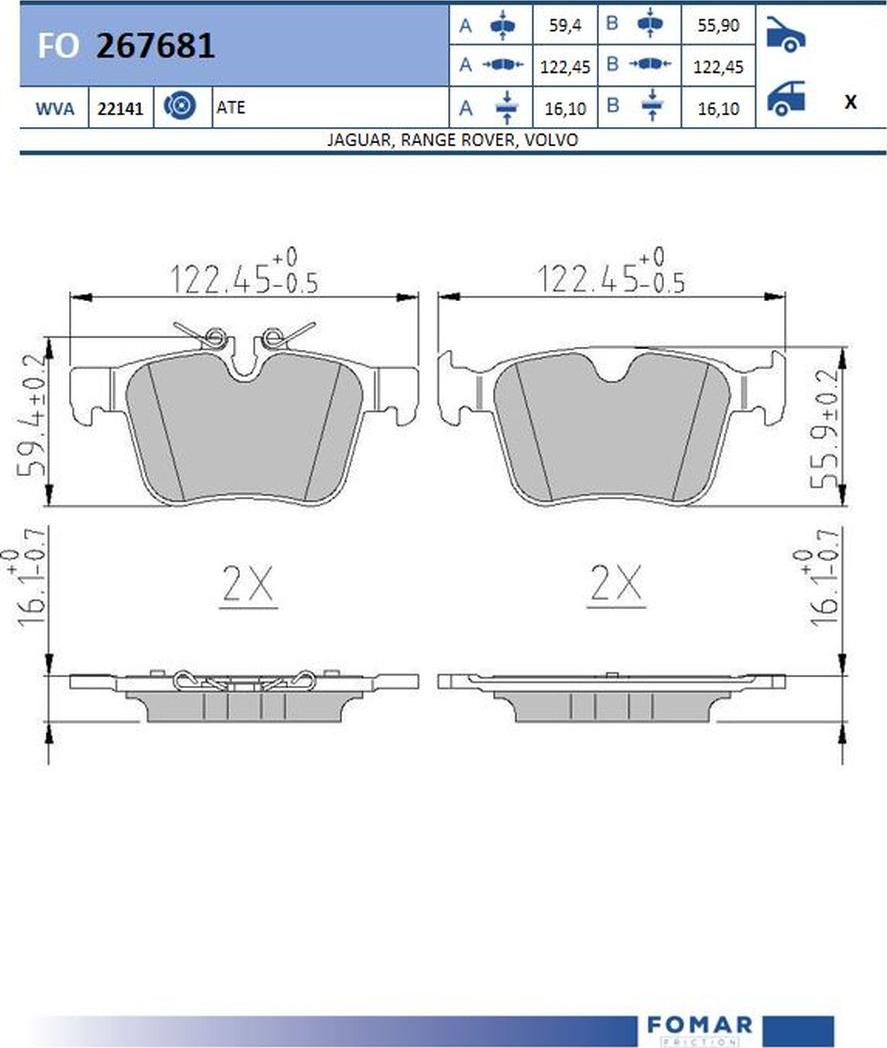 FOMAR Friction FO 267681 - Kit pastiglie freno, Freno a disco autozon.pro