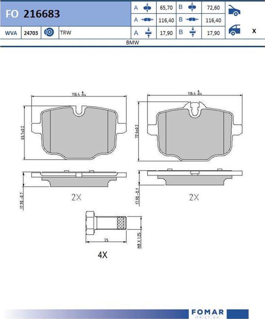 FOMAR Friction FO 216683 - Kit pastiglie freno, Freno a disco autozon.pro