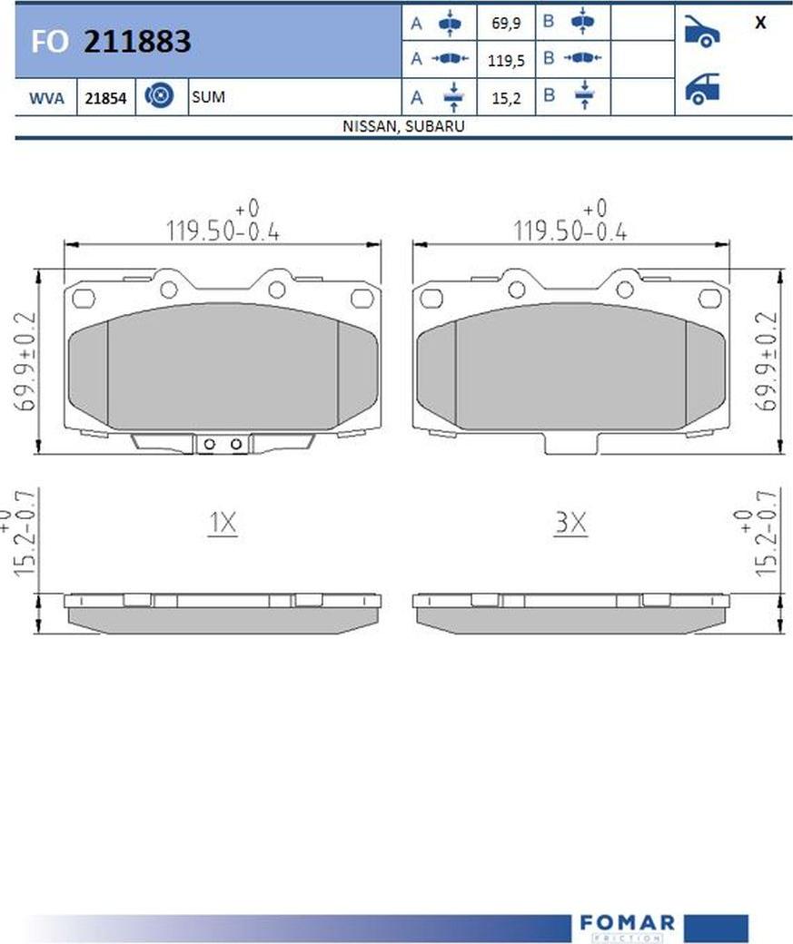 FOMAR Friction FO 211883 - Kit pastiglie freno, Freno a disco autozon.pro