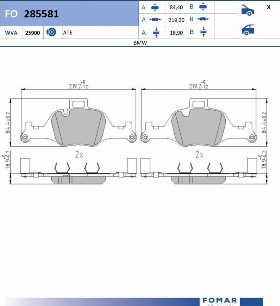 FOMAR Friction FO 285581 - Kit pastiglie freno, Freno a disco autozon.pro