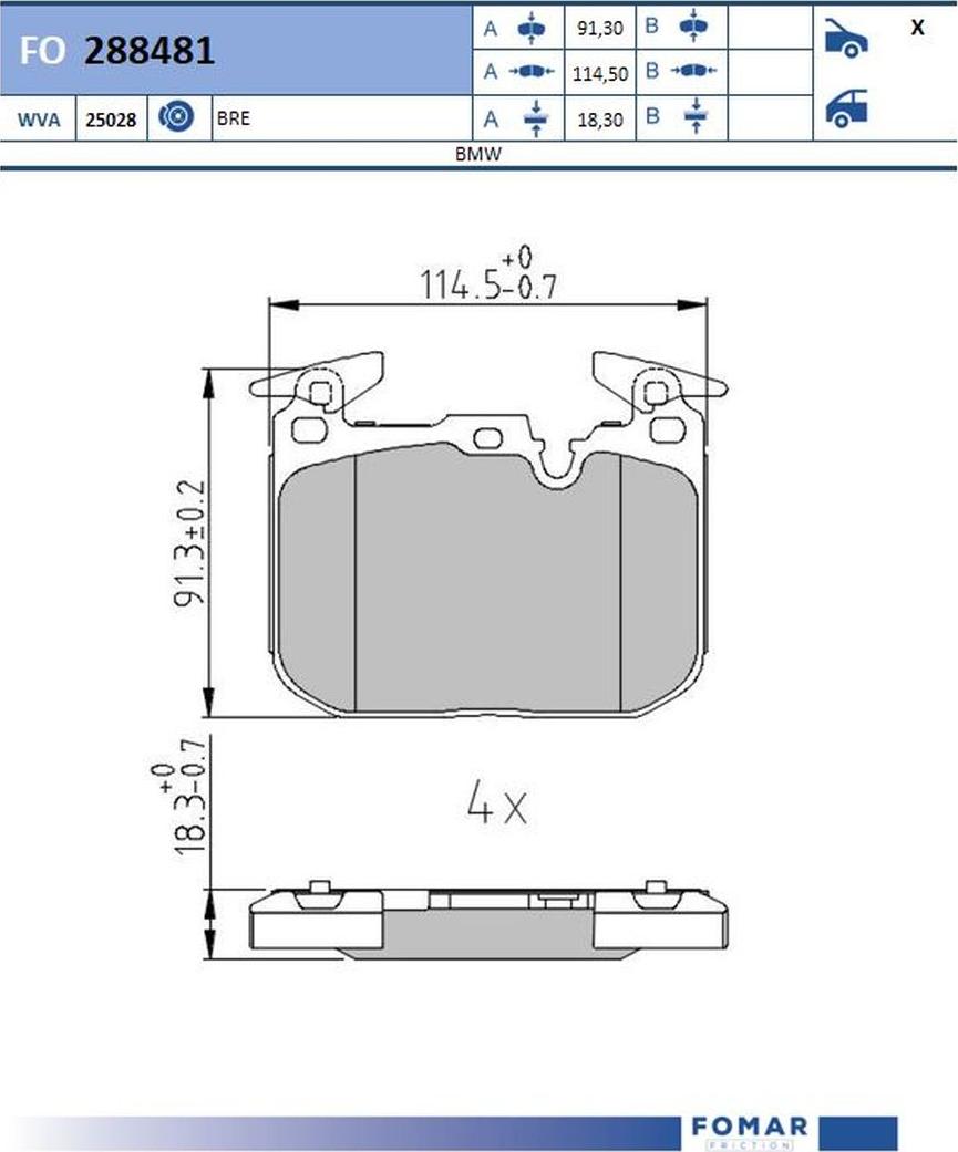 FOMAR Friction FO 288481 - Kit pastiglie freno, Freno a disco autozon.pro