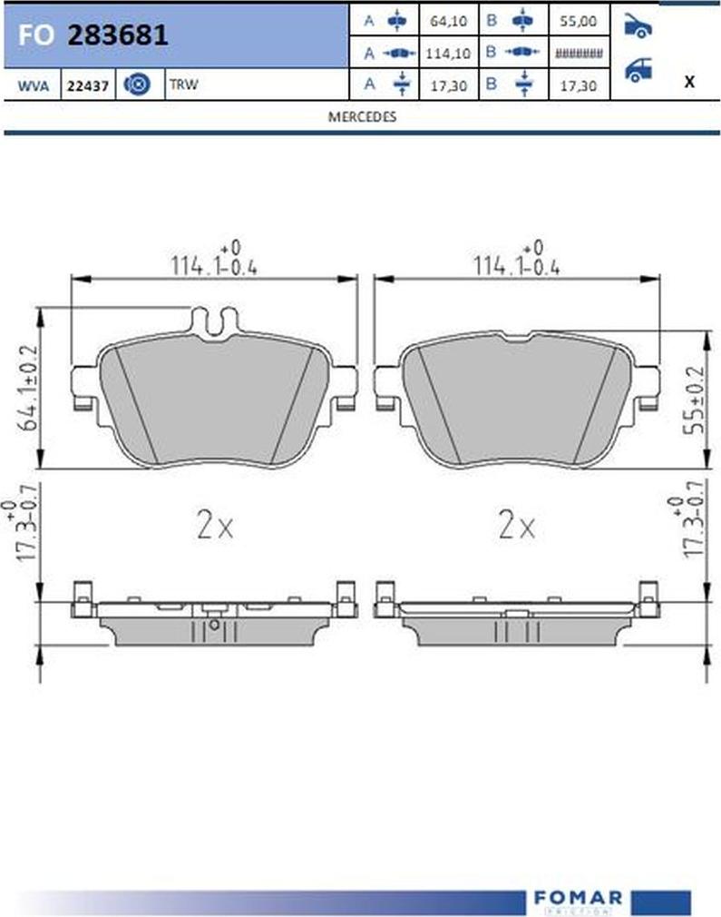 FOMAR Friction FO 283681 - Kit pastiglie freno, Freno a disco autozon.pro