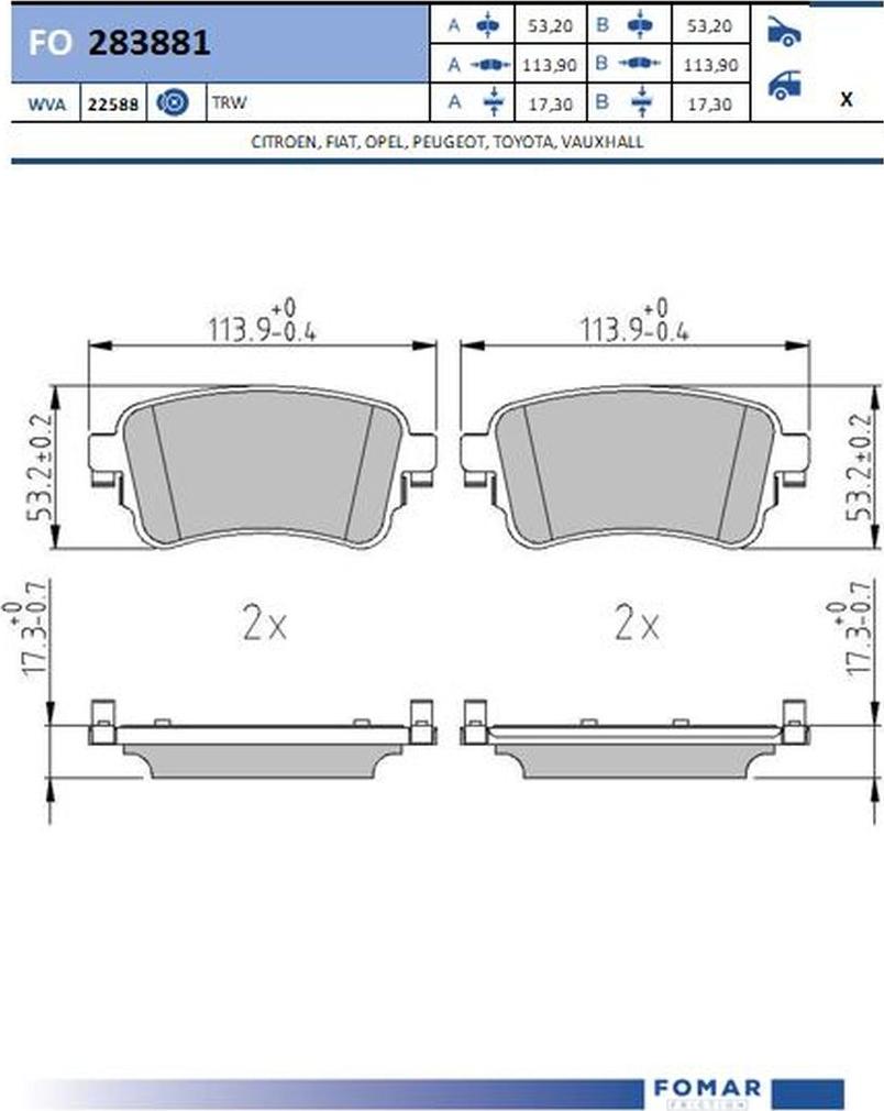 FOMAR Friction FO 283881 - Kit pastiglie freno, Freno a disco autozon.pro