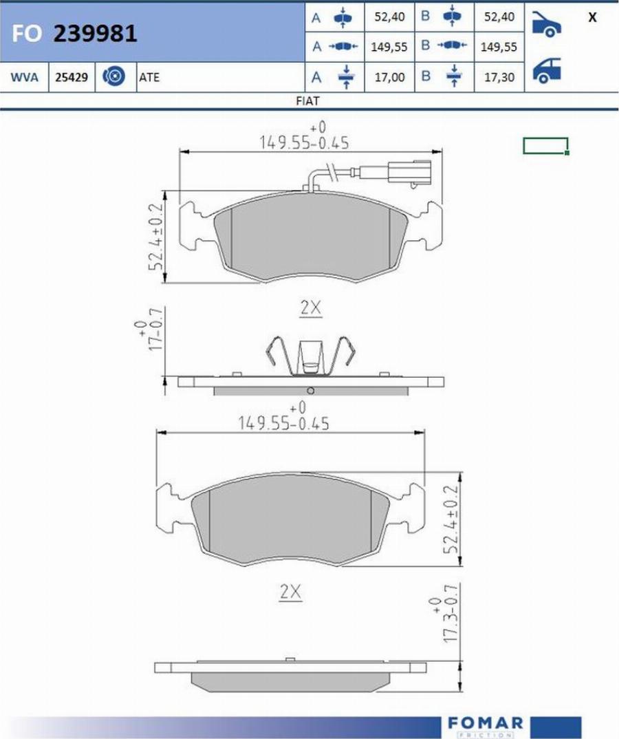 FOMAR Friction FO 239981 - Kit pastiglie freno, Freno a disco autozon.pro