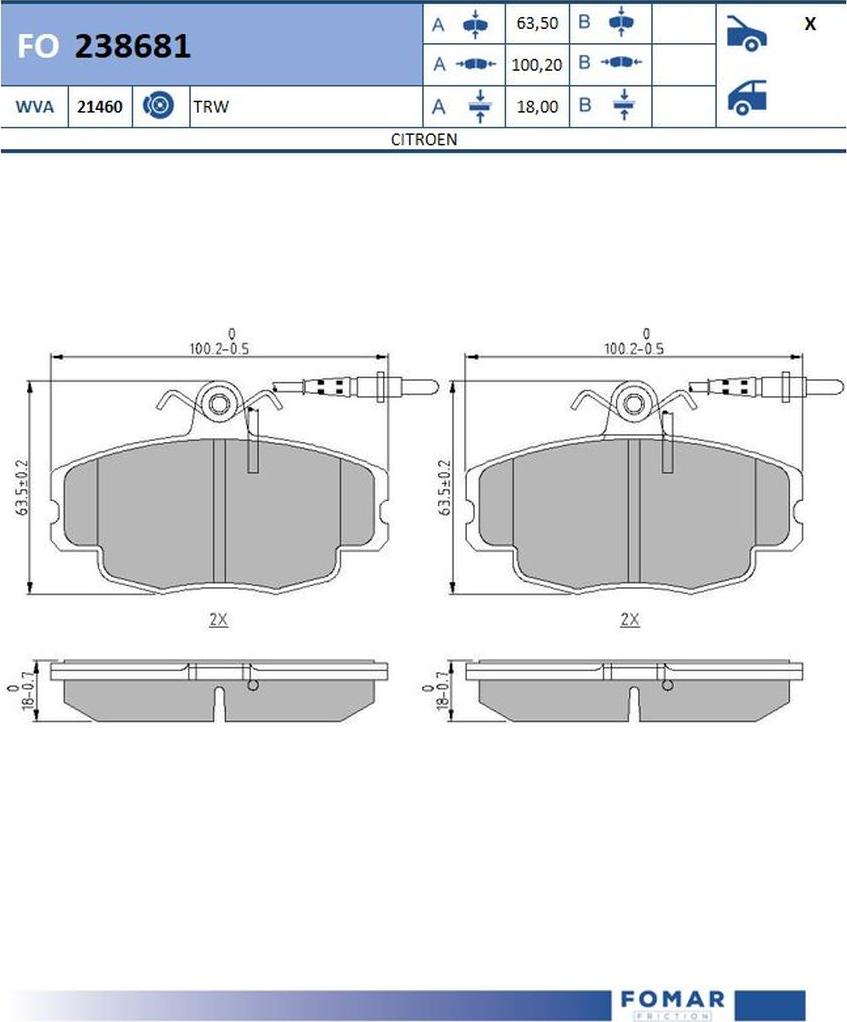 FOMAR Friction FO238681 - Kit pastiglie freno, Freno a disco autozon.pro