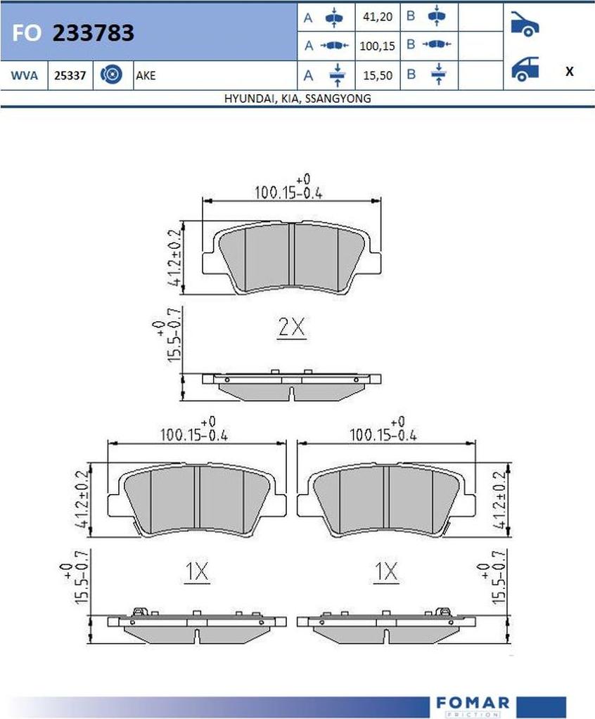 FOMAR Friction FO 233783 - Kit pastiglie freno, Freno a disco autozon.pro