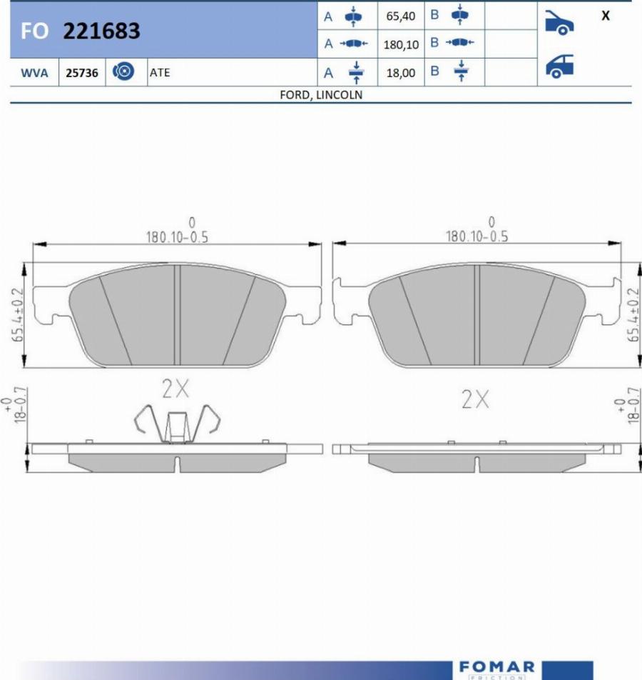 FOMAR Friction FO 221683 - Kit pastiglie freno, Freno a disco autozon.pro