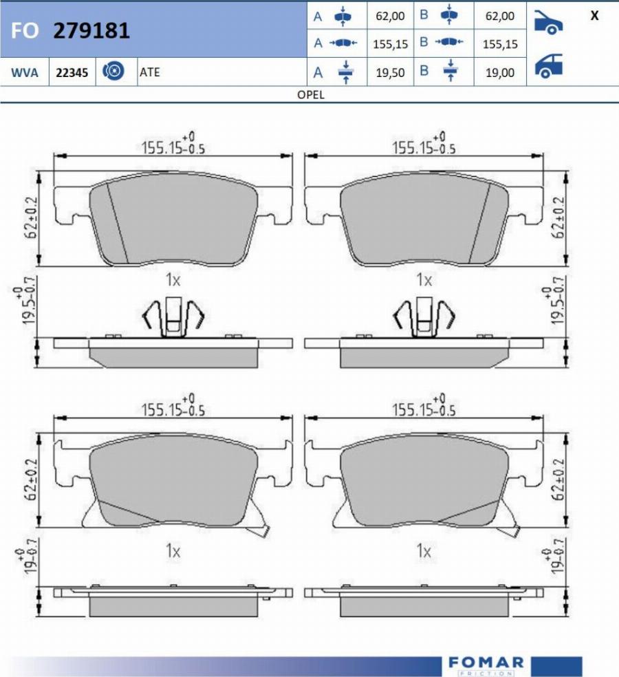 FOMAR Friction FO 279181 - Kit pastiglie freno, Freno a disco autozon.pro